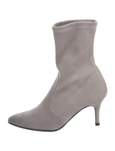 Pre-owned Stuart Weitzman Suede Sock Boots In Gray