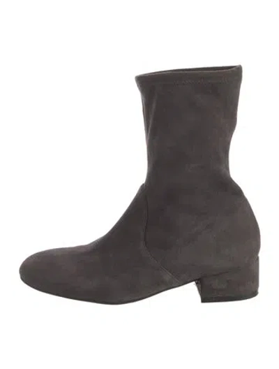 Pre-owned Stuart Weitzman Suede Sock Boots In Gray
