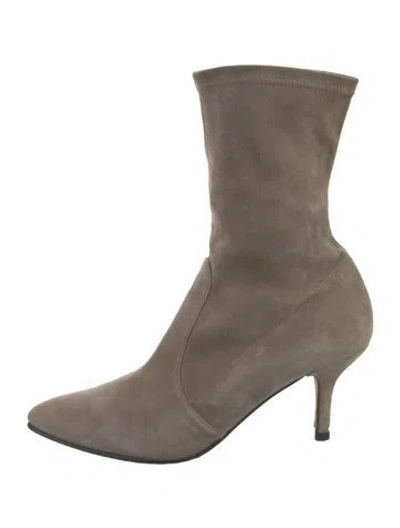 Pre-owned Stuart Weitzman Suede Sock Boots In Gray