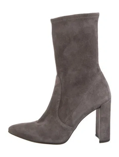 Pre-owned Stuart Weitzman Suede Sock Boots In Gray