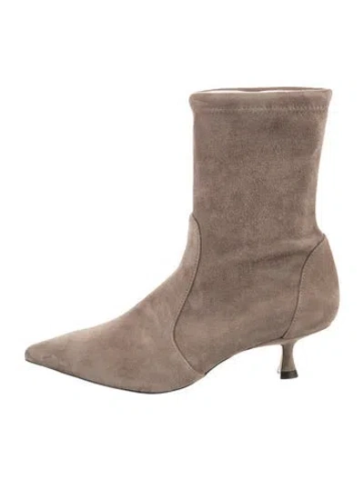 Pre-owned Stuart Weitzman Suede Sock Boots In Gray