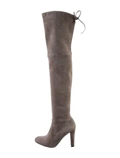 Pre-owned Stuart Weitzman Suede Sock Boots In Gray