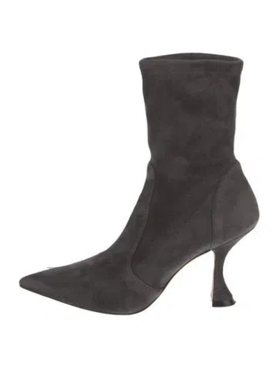 Pre-owned Stuart Weitzman Suede Sock Boots In Gray