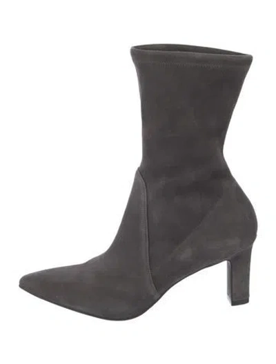 Pre-owned Stuart Weitzman Suede Sock Boots In Gray