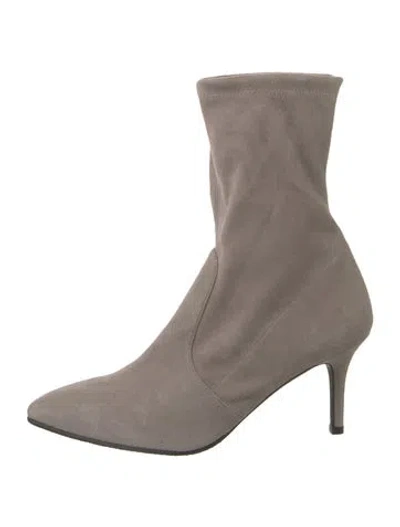 Pre-owned Stuart Weitzman Suede Sock Boots In Gray