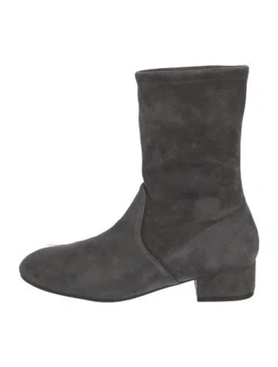 Pre-owned Stuart Weitzman Suede Sock Boots In Gray