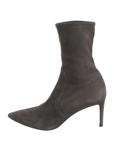 Pre-owned Stuart Weitzman Suede Sock Boots In Gray