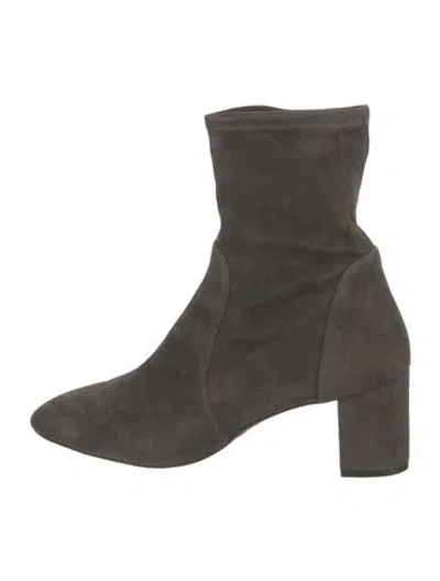 Pre-owned Stuart Weitzman Suede Sock Boots In Gray