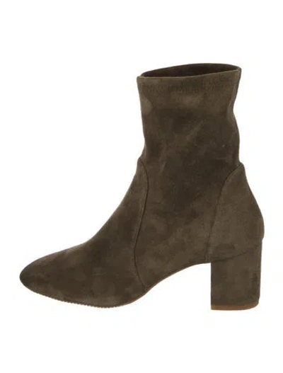 Pre-owned Stuart Weitzman Suede Sock Boots In Green