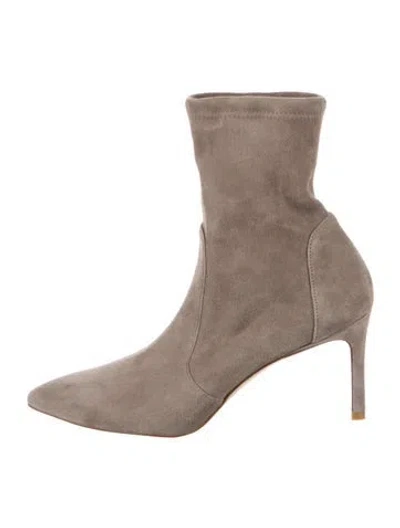 Pre-owned Stuart Weitzman Suede Sock Boots In Neutral