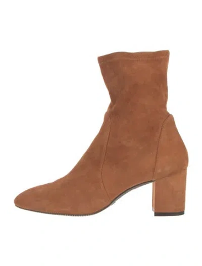 Pre-owned Stuart Weitzman Suede Sock Boots In Neutral