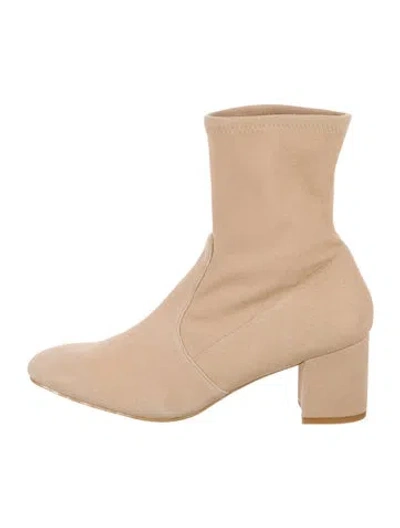 Pre-owned Stuart Weitzman Suede Sock Boots In Neutral