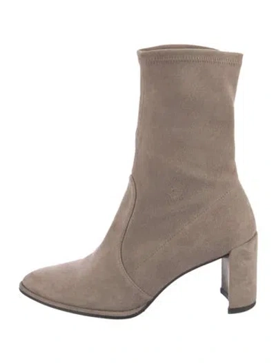 Pre-owned Stuart Weitzman Suede Sock Boots In Neutral