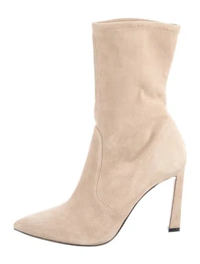 Pre-owned Stuart Weitzman Suede Sock Boots In Neutral
