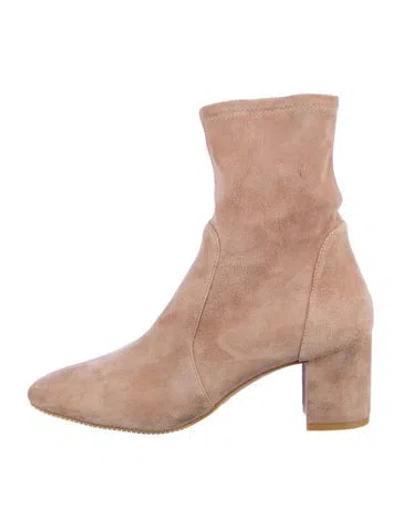 Pre-owned Stuart Weitzman Suede Sock Boots In Neutral