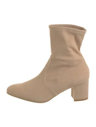 Pre-owned Stuart Weitzman Suede Sock Boots In Neutral