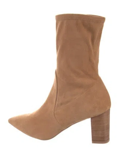 Pre-owned Stuart Weitzman Suede Sock Boots In Neutral