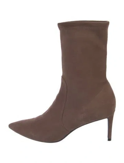 Pre-owned Stuart Weitzman Suede Sock Boots In Neutral