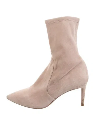 Pre-owned Stuart Weitzman Suede Sock Boots In Neutral