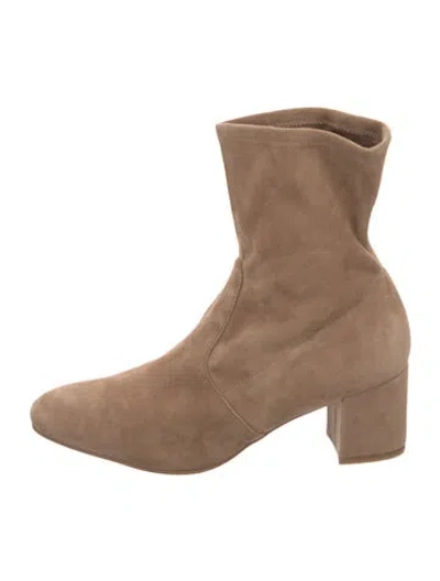 Pre-owned Stuart Weitzman Suede Sock Boots In Neutral