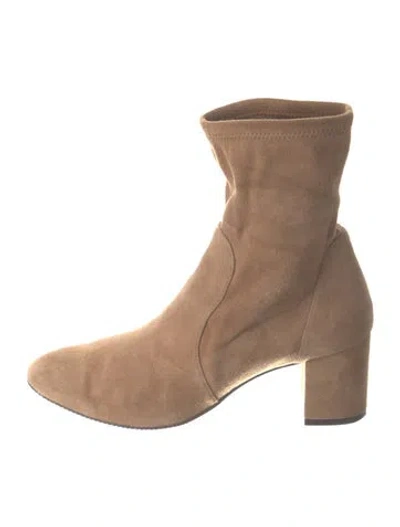 Pre-owned Stuart Weitzman Suede Sock Boots In Neutral