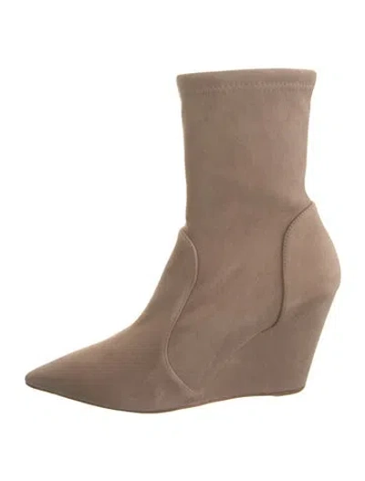 Pre-owned Stuart Weitzman Suede Sock Boots In Neutral