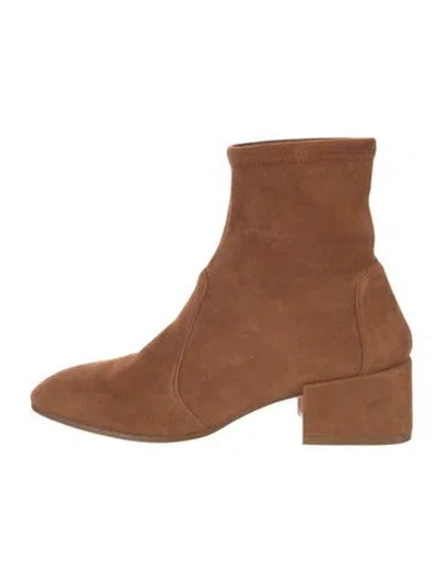 Pre-owned Stuart Weitzman Suede Sock Boots In Orange