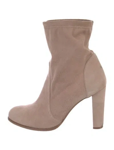 Pre-owned Stuart Weitzman Suede Sock Boots In Pink