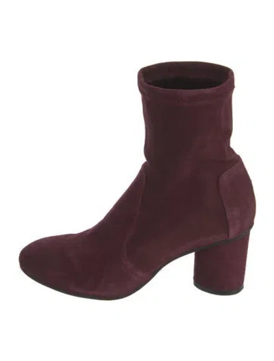 Pre-owned Stuart Weitzman Suede Sock Boots In Purple