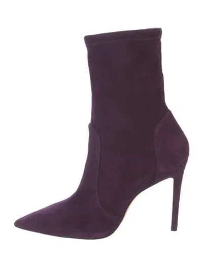 Pre-owned Stuart Weitzman Suede Sock Boots In Purple