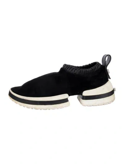 Pre-owned Stuart Weitzman Suede Sock Sneakers In Black