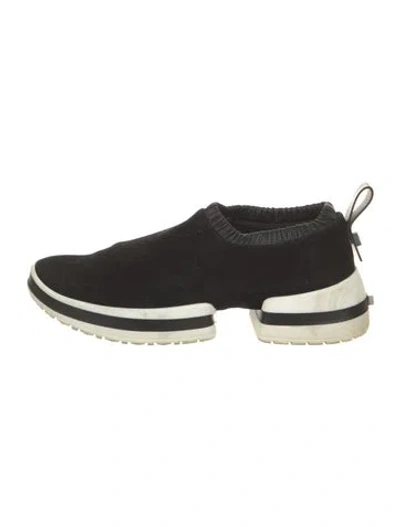 Pre-owned Stuart Weitzman Suede Sock Sneakers In Black/white