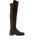 Stuart Weitzman Suede Stretch-knit Boots In Brown