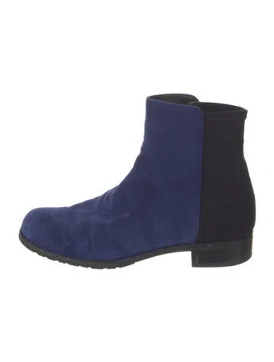 Pre-owned Stuart Weitzman Suede Striped Boots In Blue