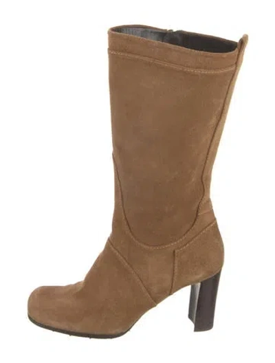 Pre-owned Stuart Weitzman Suede Striped Boots In Brown