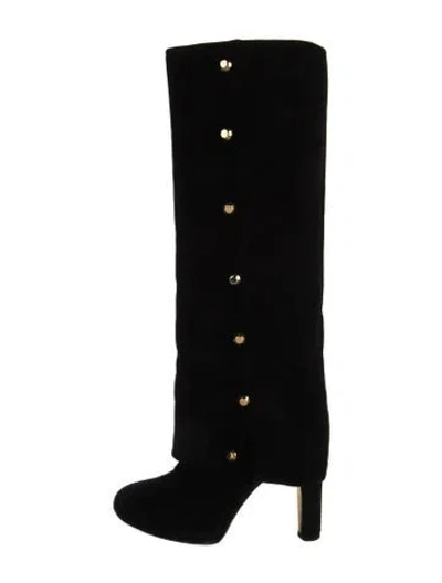 Pre-owned Stuart Weitzman Suede Studded Accents Boots In Black