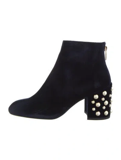 Pre-owned Stuart Weitzman Suede Studded Accents Boots In Blue