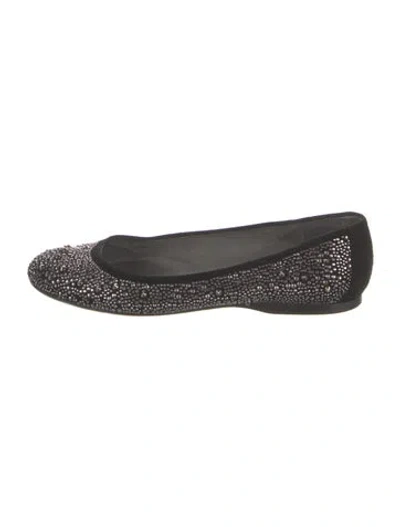 Pre-owned Stuart Weitzman Suede Studded Accents Flats In Black
