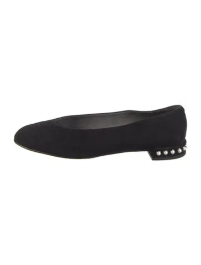 Pre-owned Stuart Weitzman Suede Studded Accents Flats In Black