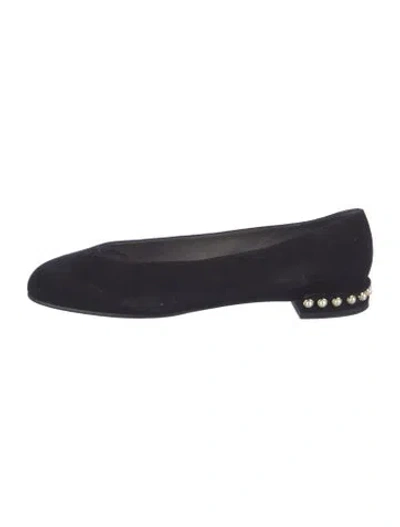 Pre-owned Stuart Weitzman Suede Studded Accents Flats In Blue