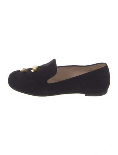 Pre-owned Stuart Weitzman Suede Studded Accents Loafers In Blue