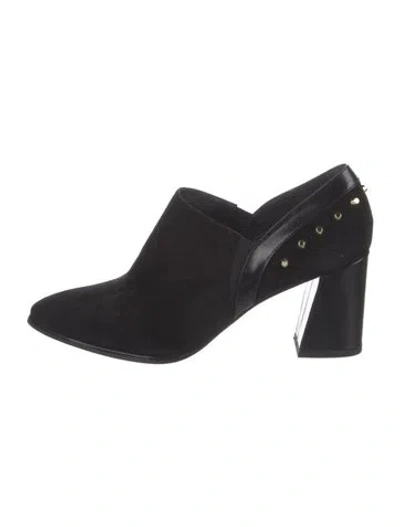 Pre-owned Stuart Weitzman Suede Studded Accents Mules In Black