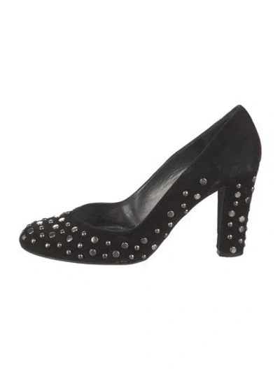 Pre-owned Stuart Weitzman Suede Studded Accents Pumps In Black