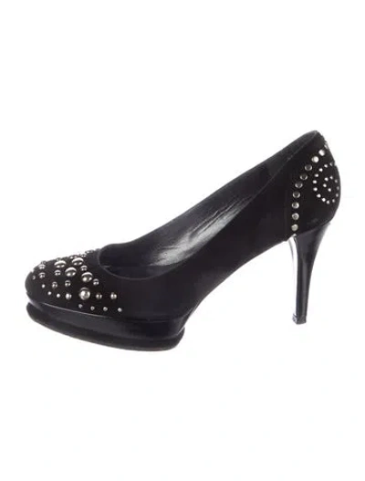 Pre-owned Stuart Weitzman Suede Studded Accents Pumps In Blue