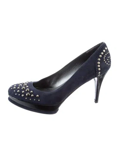 Pre-owned Stuart Weitzman Suede Studded Accents Pumps In Blue