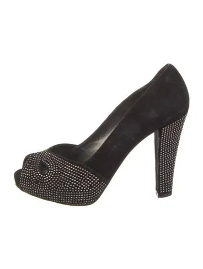 Pre-owned Stuart Weitzman Suede Studded Accents Pumps In Gray