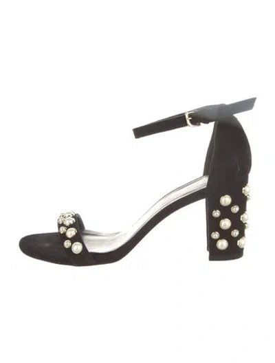 Pre-owned Stuart Weitzman Suede Studded Accents Sandals In Brown