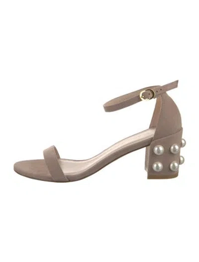Pre-owned Stuart Weitzman Suede Studded Accents Sandals In Pink