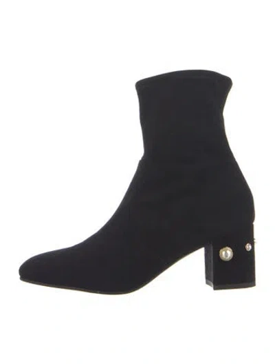 Pre-owned Stuart Weitzman Suede Studded Accents Sock Boots In Blue