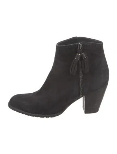 Pre-owned Stuart Weitzman Suede Tassel Accents Boots In Black
